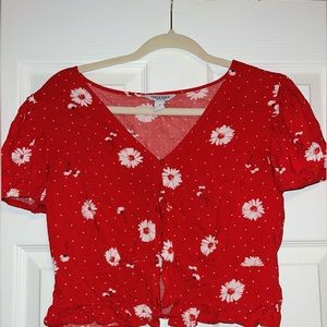Arizona red flower crop top